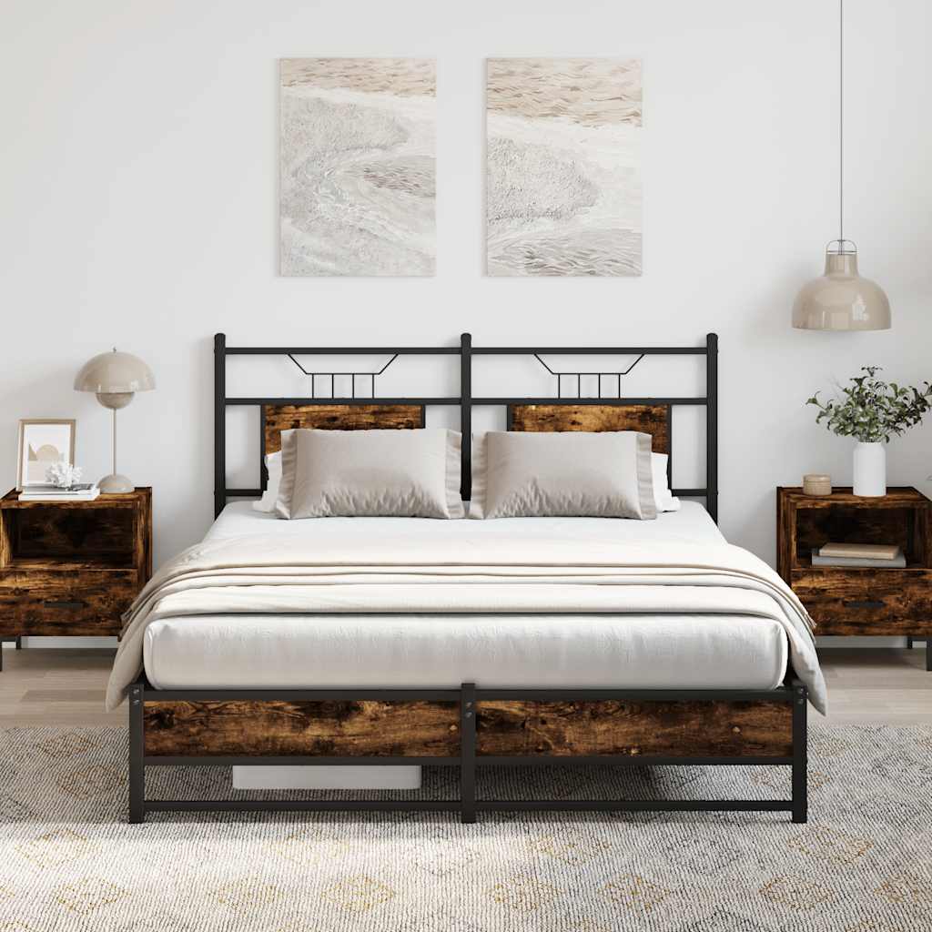 vidaXL Łóżko bez materaca, przydymiony dąb, 150x200 cm