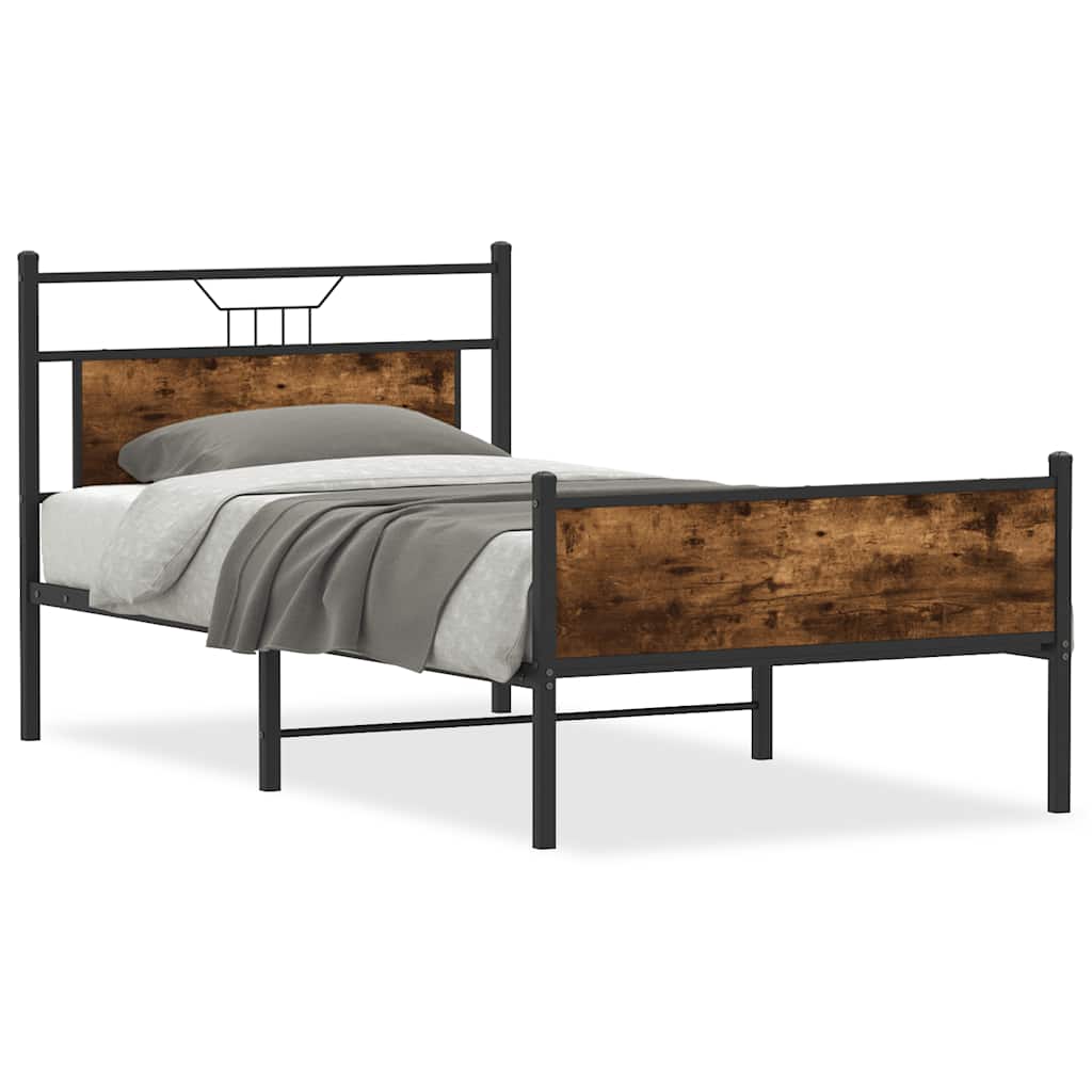 vidaXL Rama łóżka bez materaca dąb wędzony 107x203 cm Drewno klejone