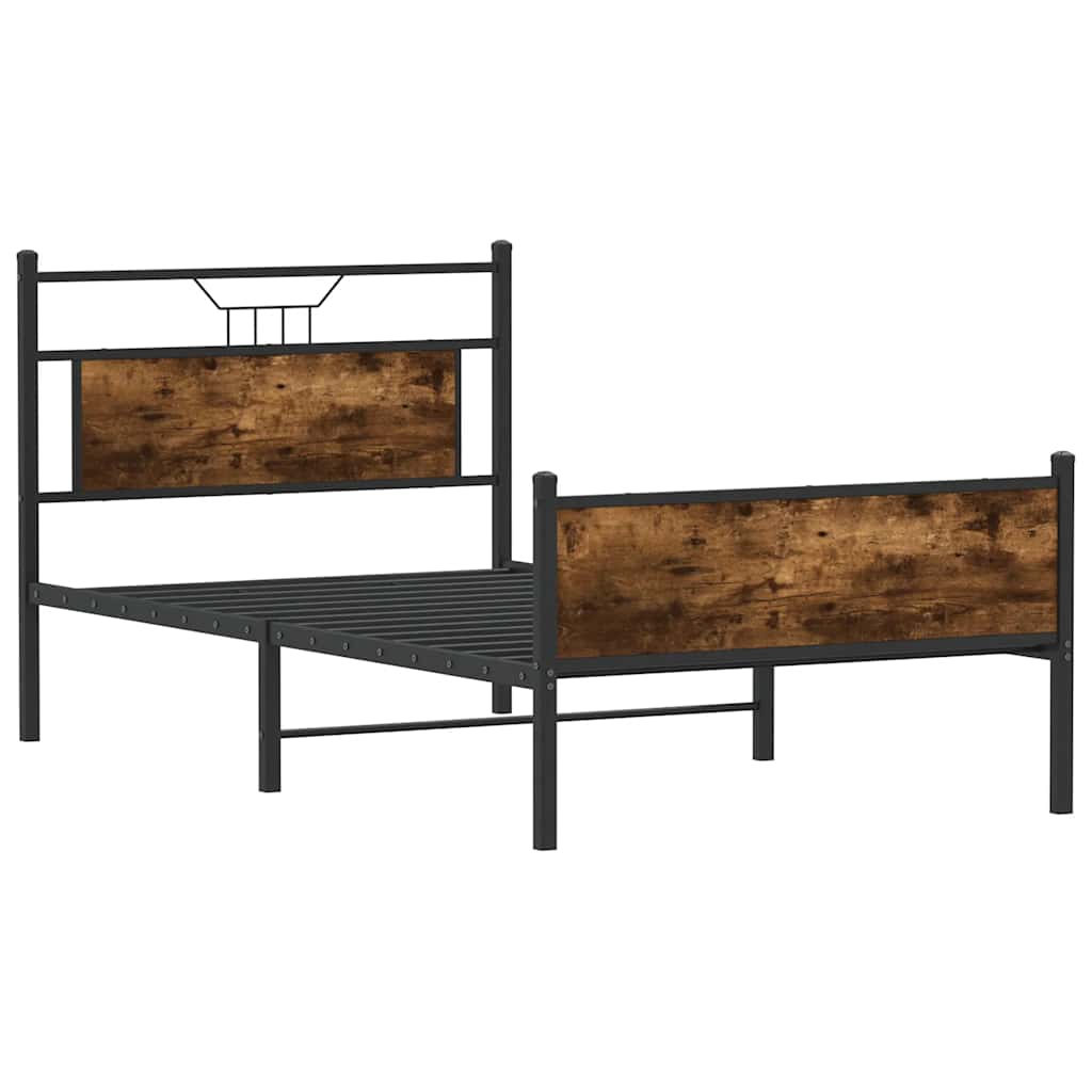 vidaXL Rama łóżka bez materaca dąb wędzony 107x203 cm Drewno klejone