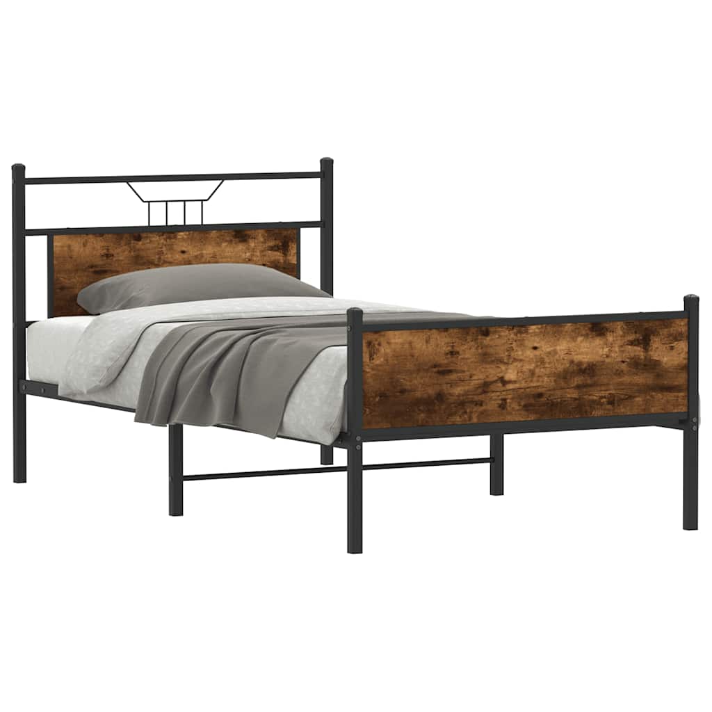 vidaXL Rama łóżka bez materaca dąb wędzony 107x203 cm Drewno klejone