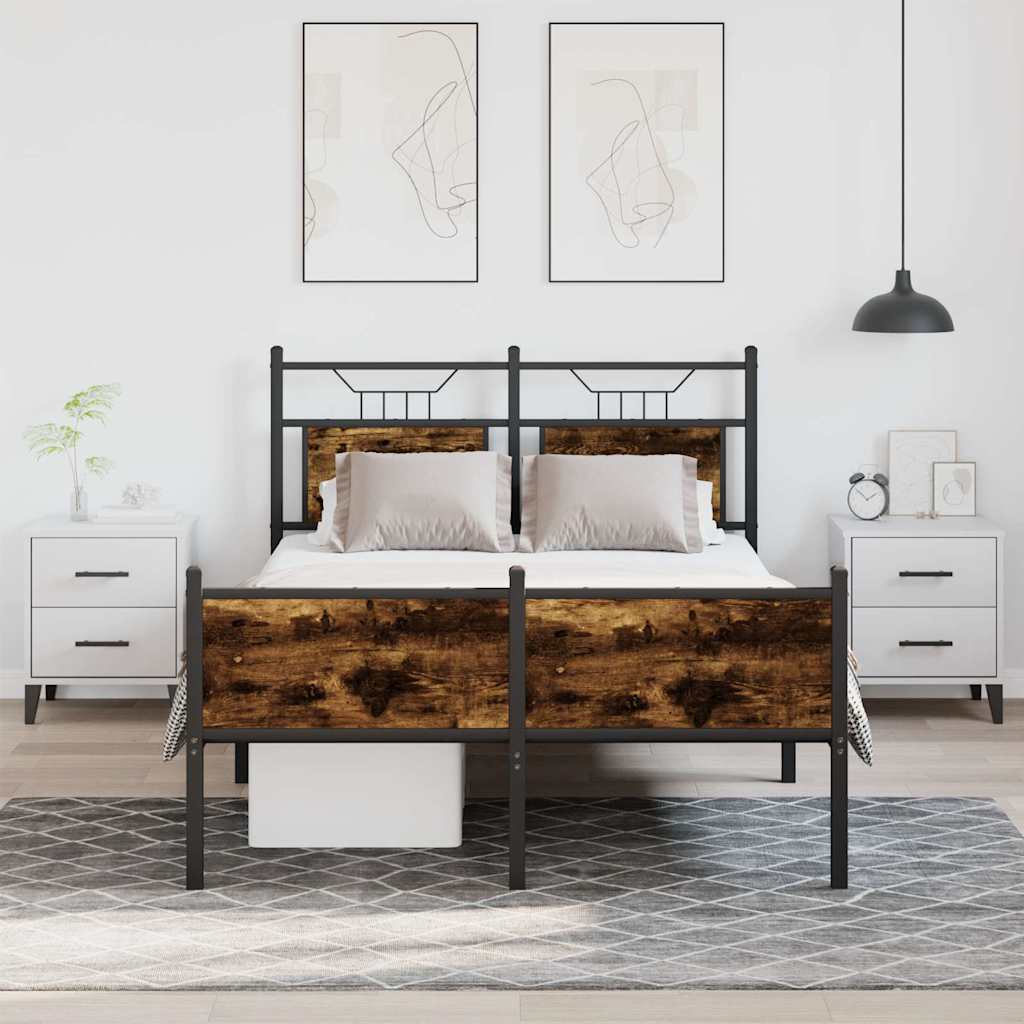 vidaXL Łóżko bez materaca, przydymiony dąb, 120x200 cm