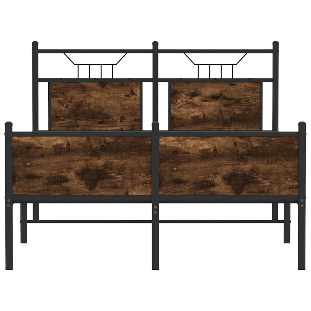 vidaXL Łóżko bez materaca, przydymiony dąb, 120x200 cm