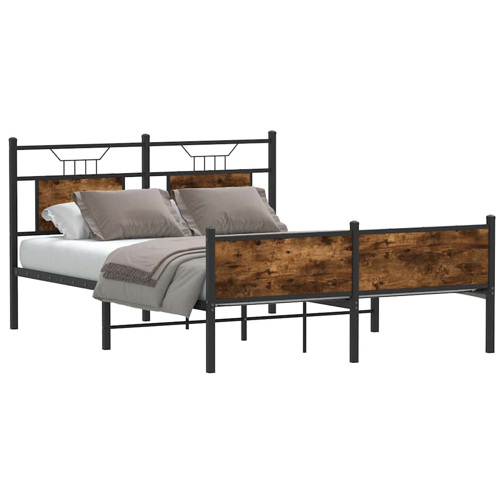 vidaXL Łóżko bez materaca, przydymiony dąb, 150x200 cm
