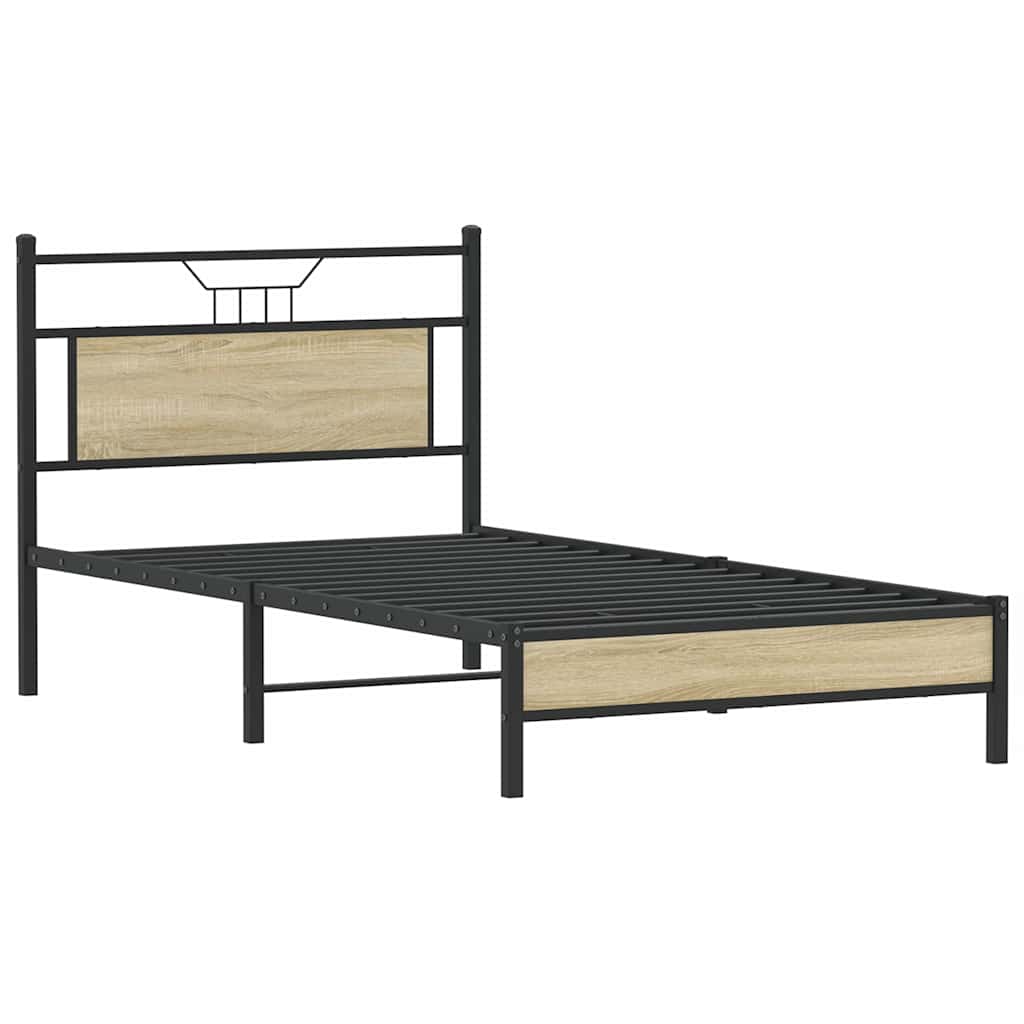 vidaXL Rama łóżka bez materaca Dąb Sonoma 107x203 cm Drewno klejone