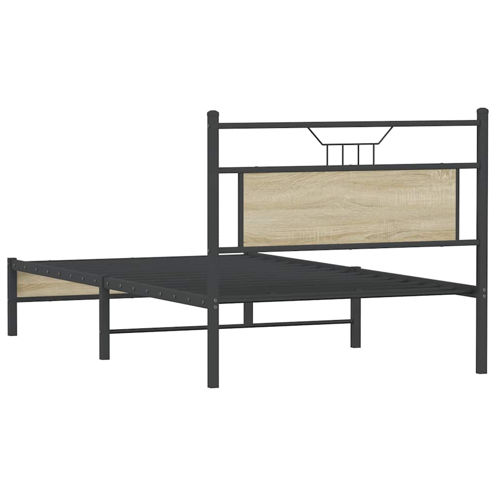 vidaXL Rama łóżka bez materaca Dąb Sonoma 107x203 cm Drewno klejone