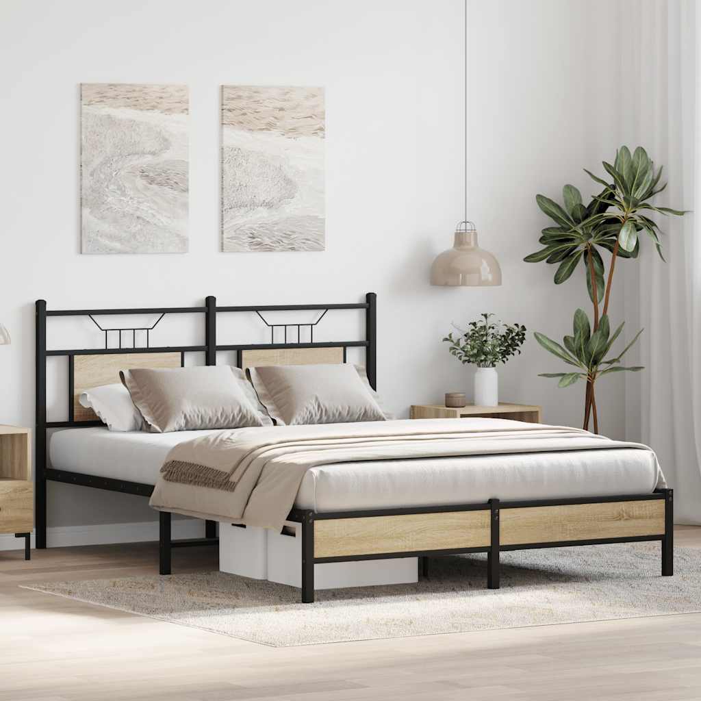 vidaXL Łóżko bez materaca, dąb sonoma, 140x200 cm