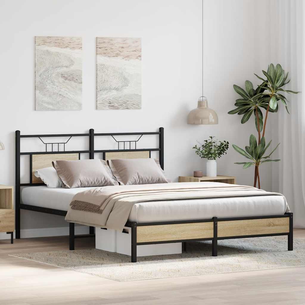 vidaXL Łóżko bez materaca, dąb sonoma, 150x200 cm