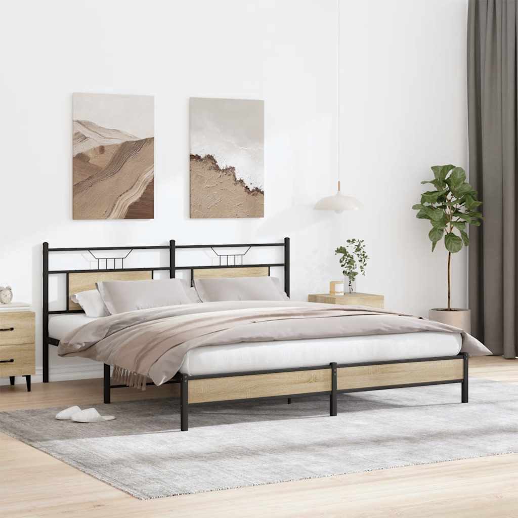 vidaXL Łóżko bez materaca, dąb sonoma, 160x200 cm