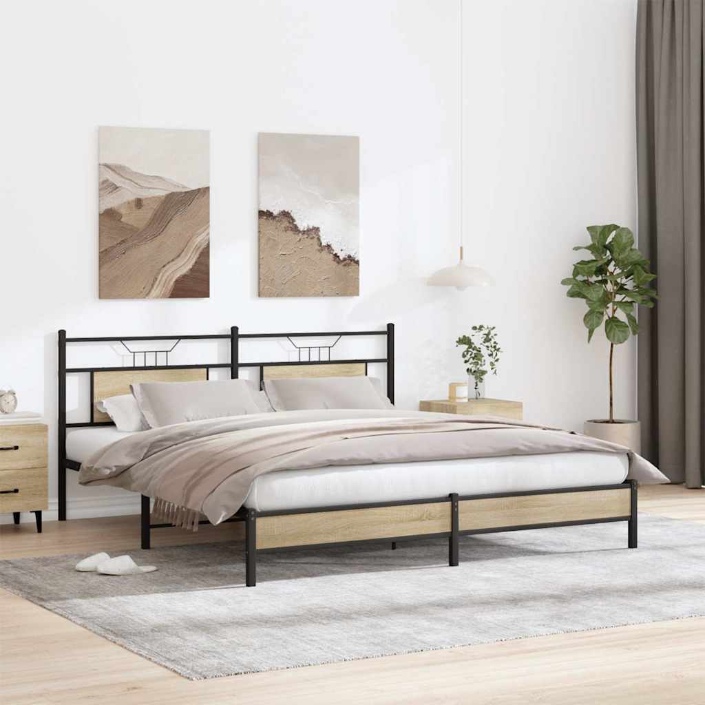 vidaXL Rama łóżka bez materaca Sonoma Oak 183x203 cm Drewno klejone
