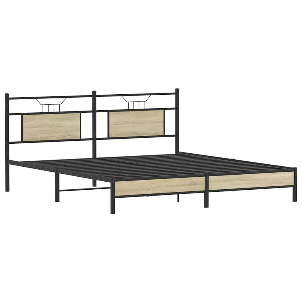 vidaXL Rama łóżka bez materaca Sonoma Oak 183x203 cm Drewno klejone