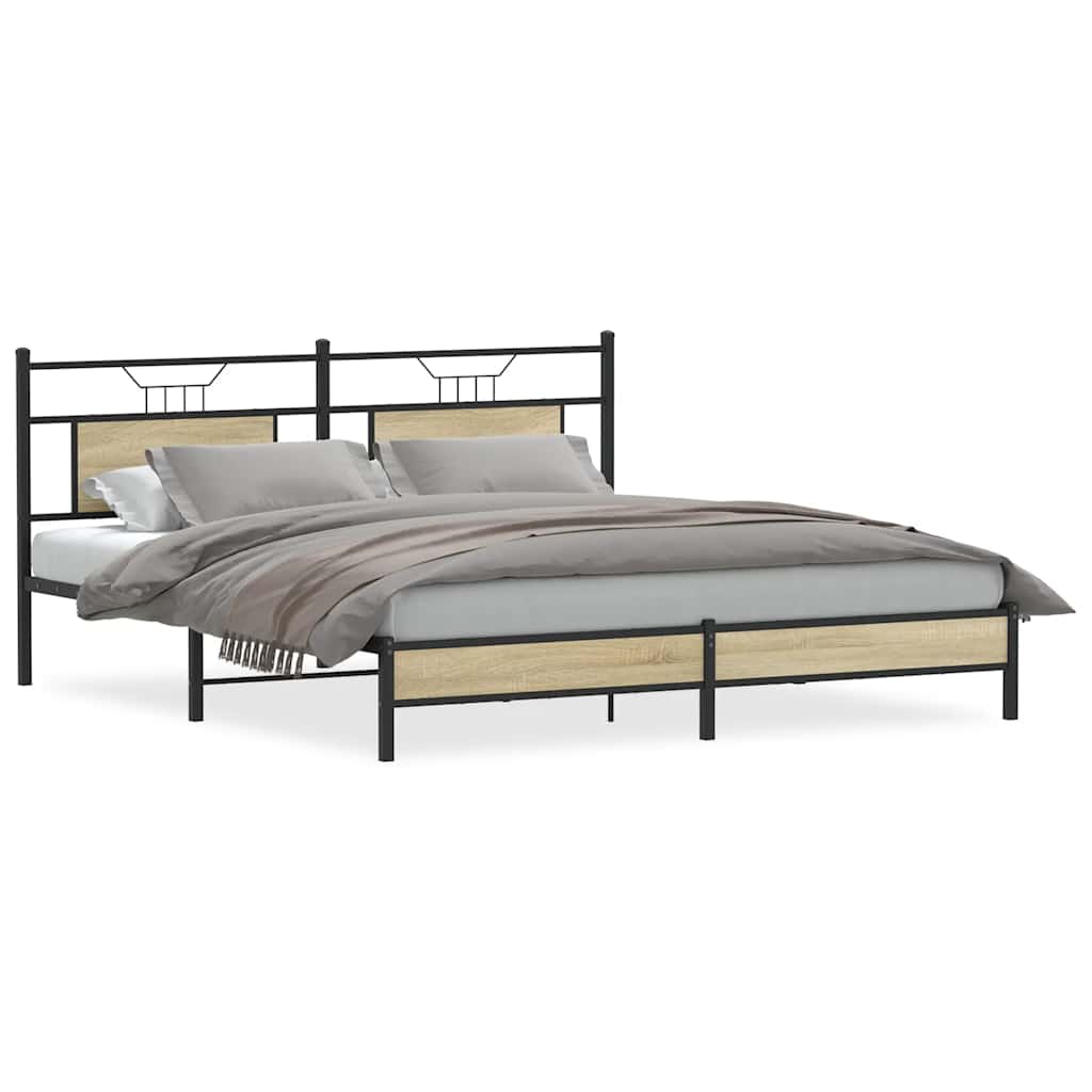 vidaXL Rama łóżka bez materaca Sonoma Oak 183x213 cm Drewno klejone