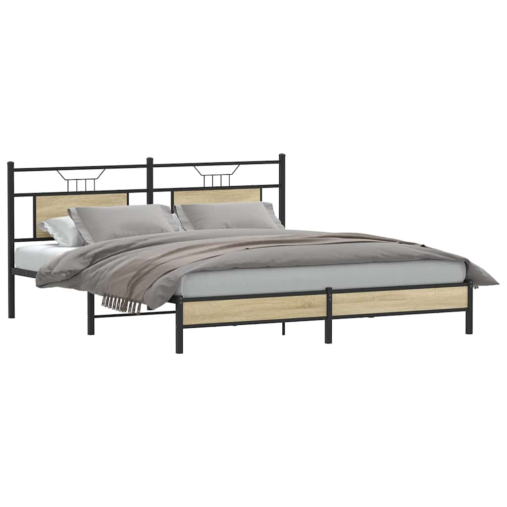 vidaXL Rama łóżka bez materaca Sonoma Oak 183x213 cm Drewno klejone