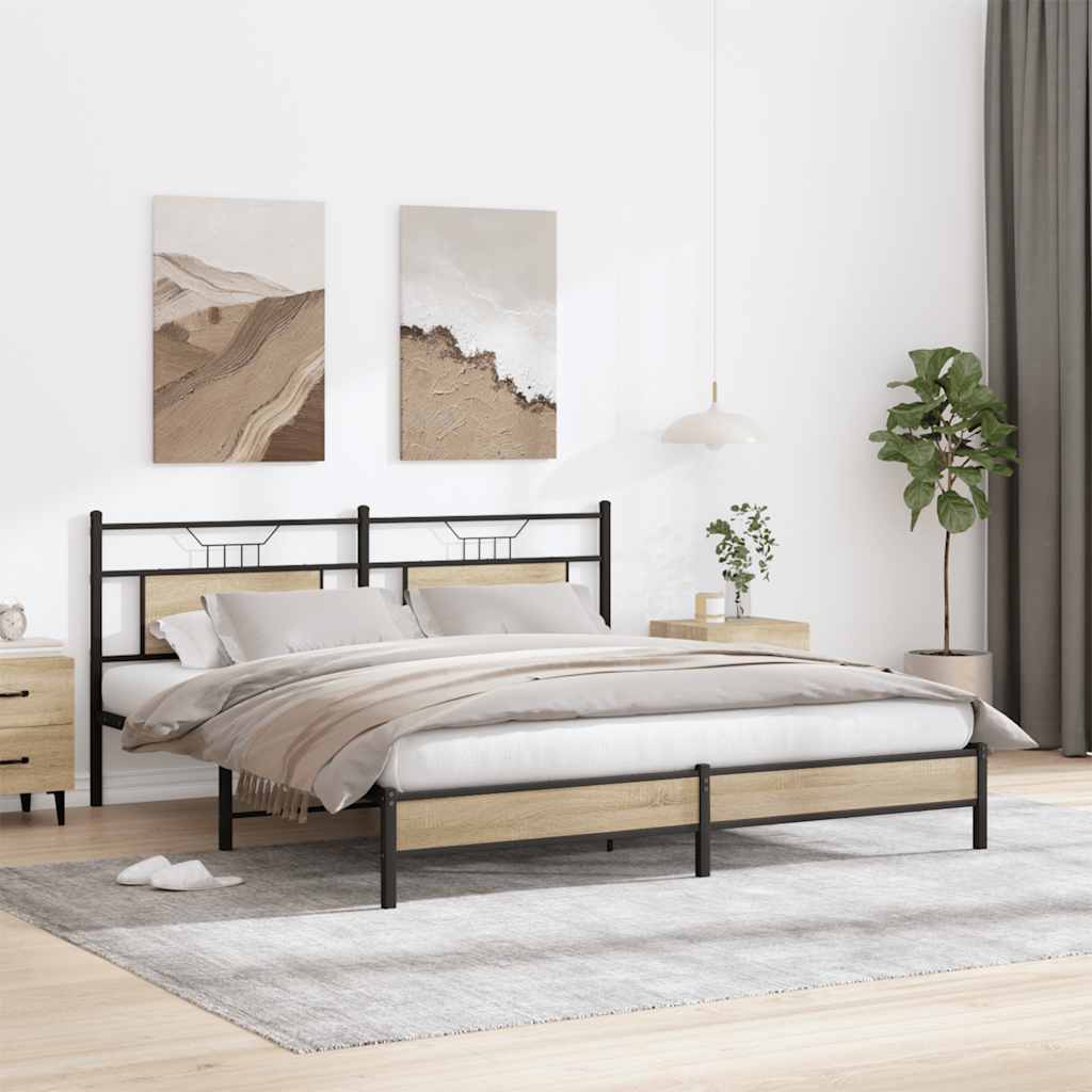 vidaXL Rama łóżka bez materaca Sonoma Oak 183x213 cm Drewno klejone