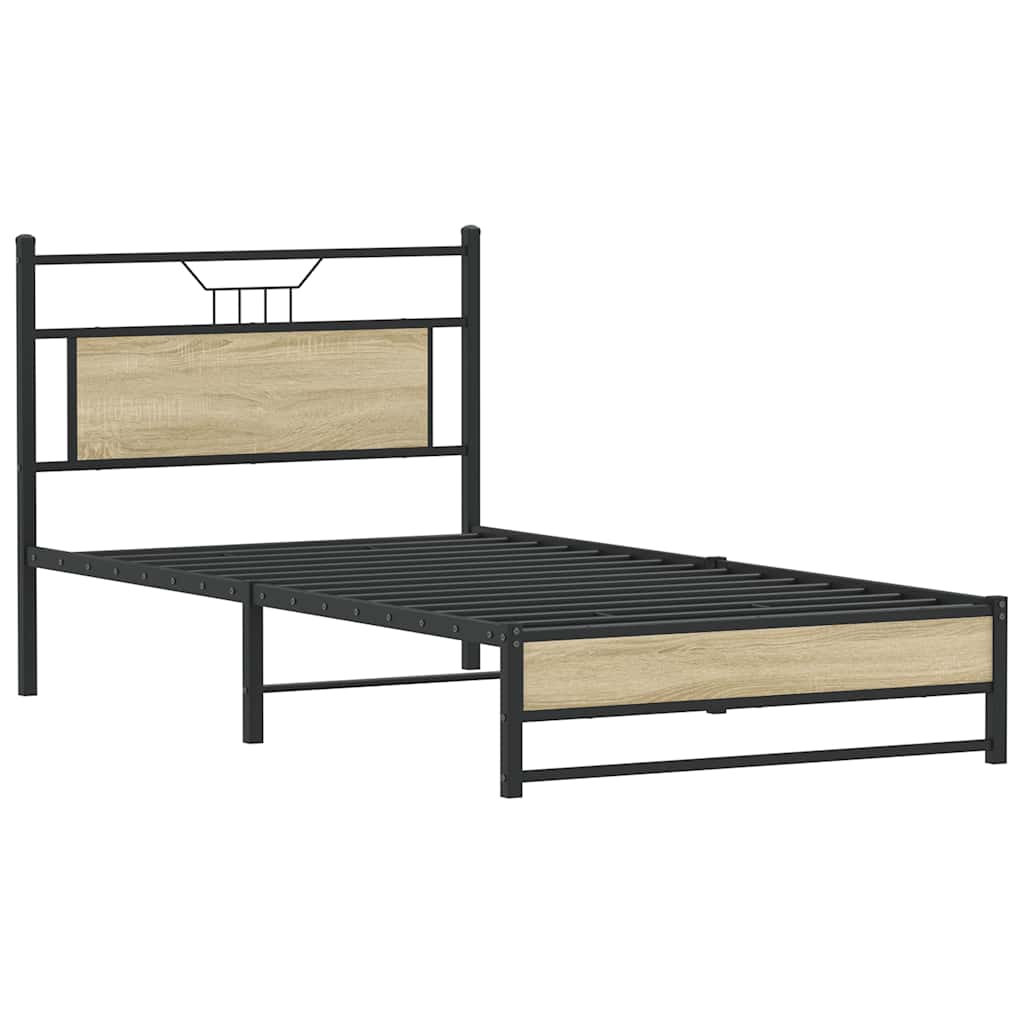 vidaXL Rama łóżka bez materaca Dąb Sonoma 107x203 cm Drewno klejone