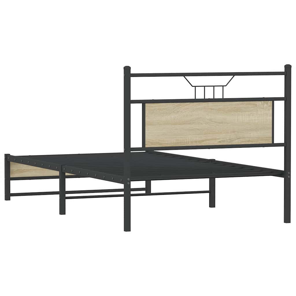vidaXL Rama łóżka bez materaca Dąb Sonoma 107x203 cm Drewno klejone