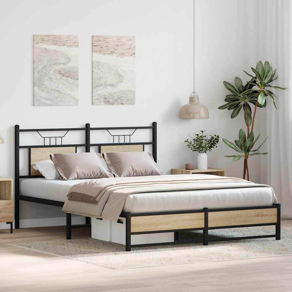 vidaXL Łóżko bez materaca, dąb sonoma, 140x200 cm