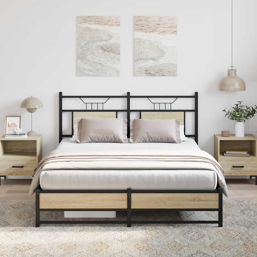 vidaXL Łóżko bez materaca, dąb sonoma, 150x200 cm