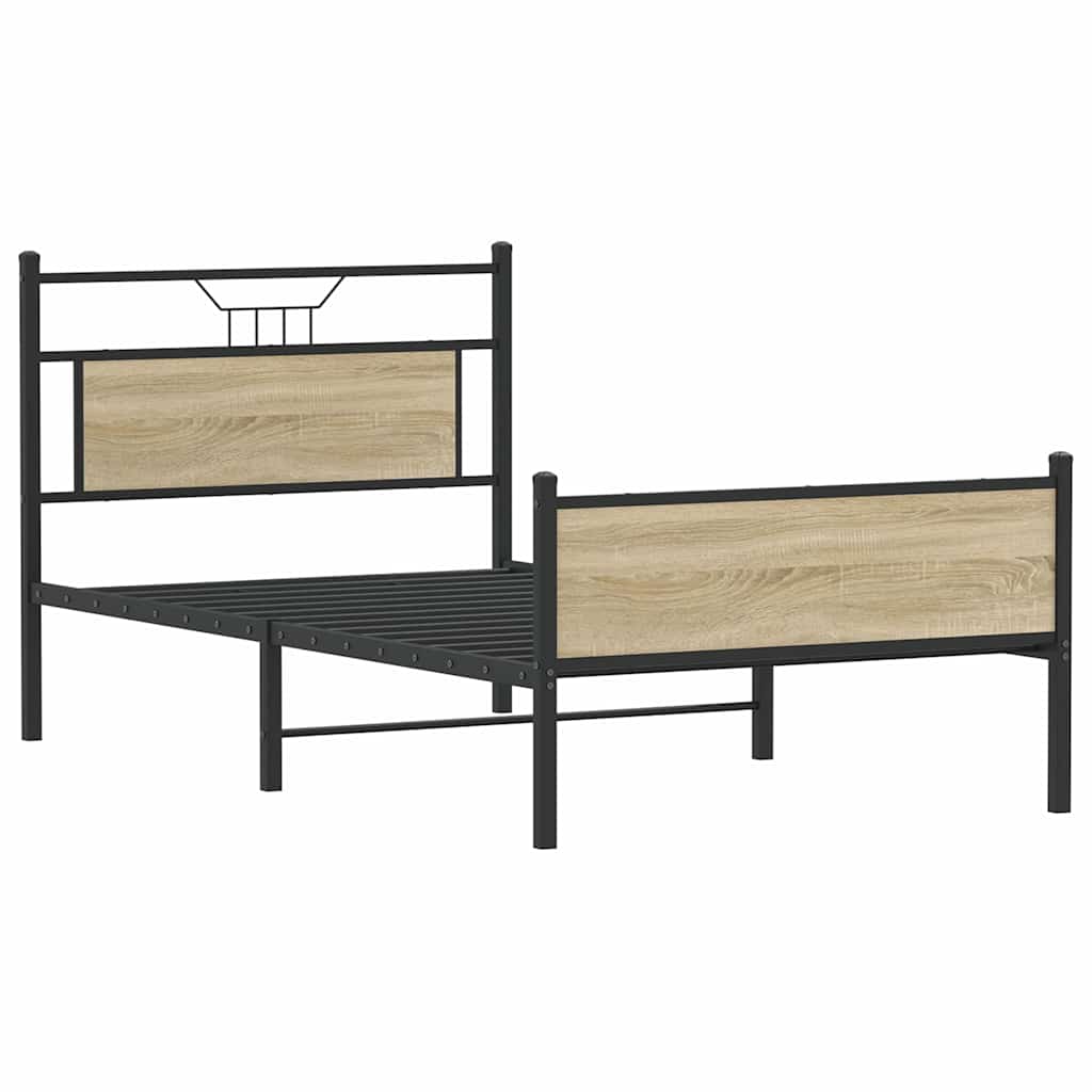 vidaXL Rama łóżka bez materaca Dąb Sonoma 107x203 cm Drewno klejone