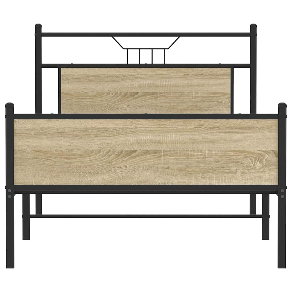 vidaXL Rama łóżka bez materaca Dąb Sonoma 107x203 cm Drewno klejone
