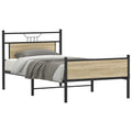 vidaXL Rama łóżka bez materaca Dąb Sonoma 107x203 cm Drewno klejone
