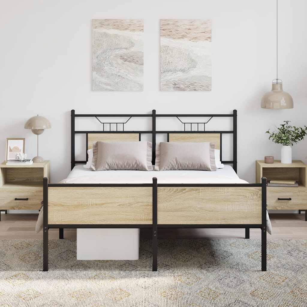 vidaXL Łóżko bez materaca, dąb sonoma, 140x200 cm