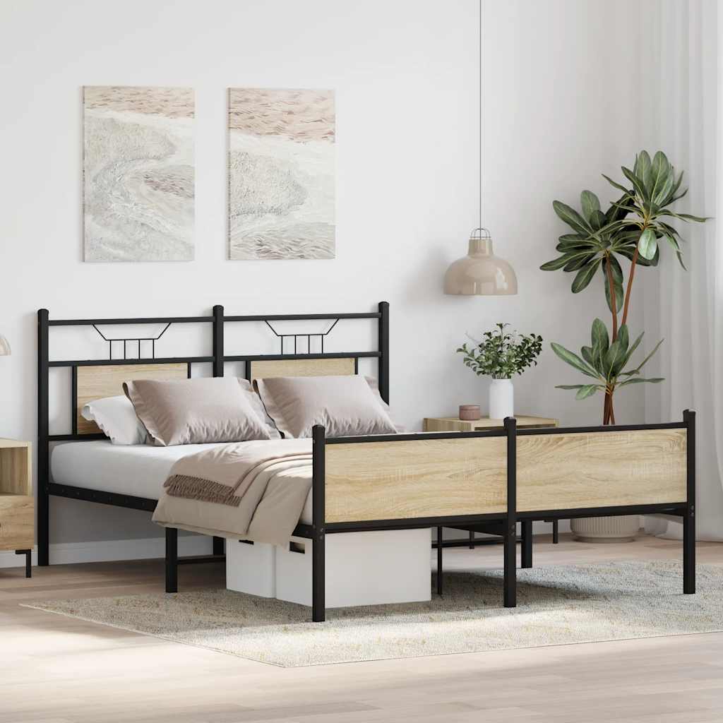vidaXL Łóżko bez materaca, dąb sonoma, 140x200 cm
