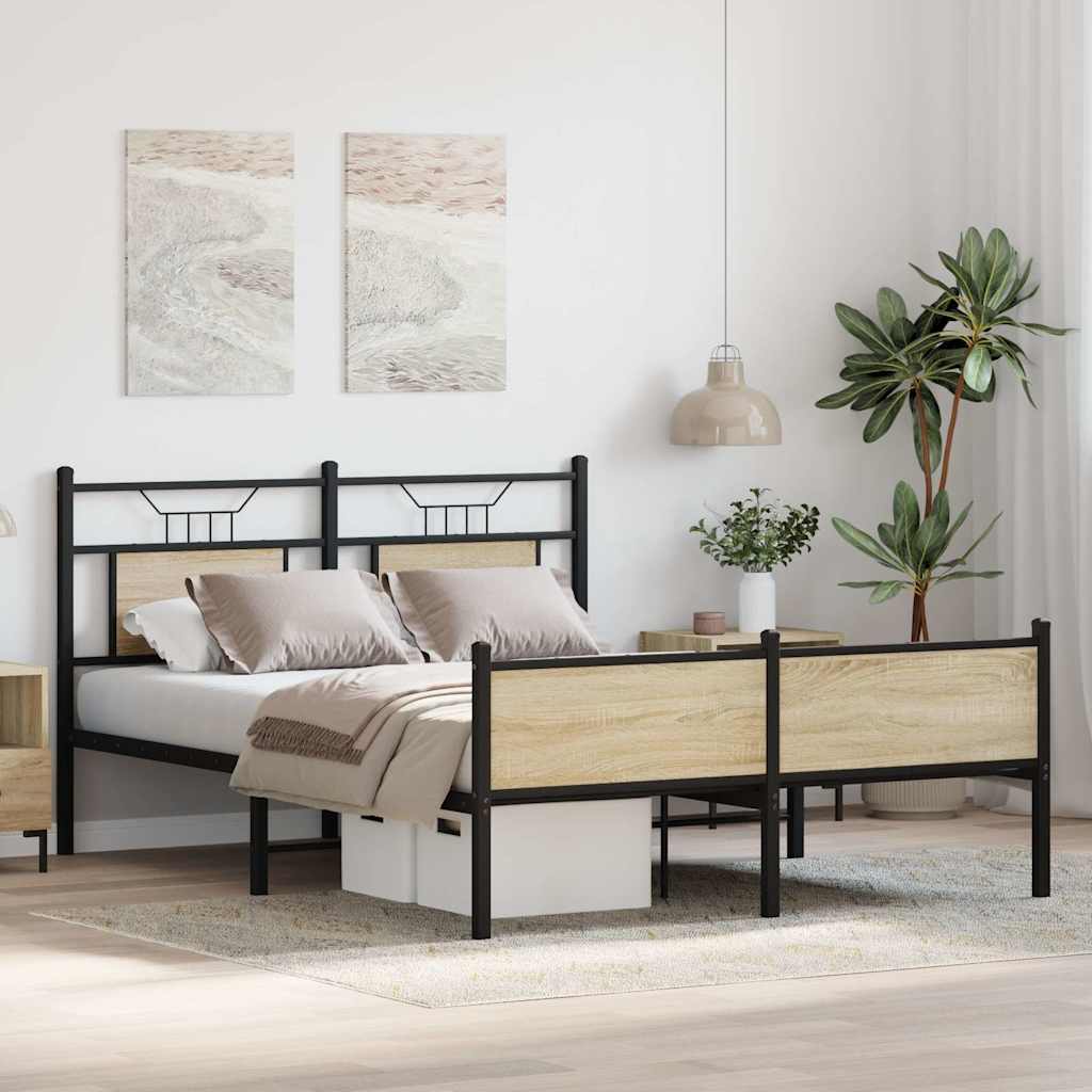 vidaXL Łóżko bez materaca, dąb sonoma, 150x200 cm