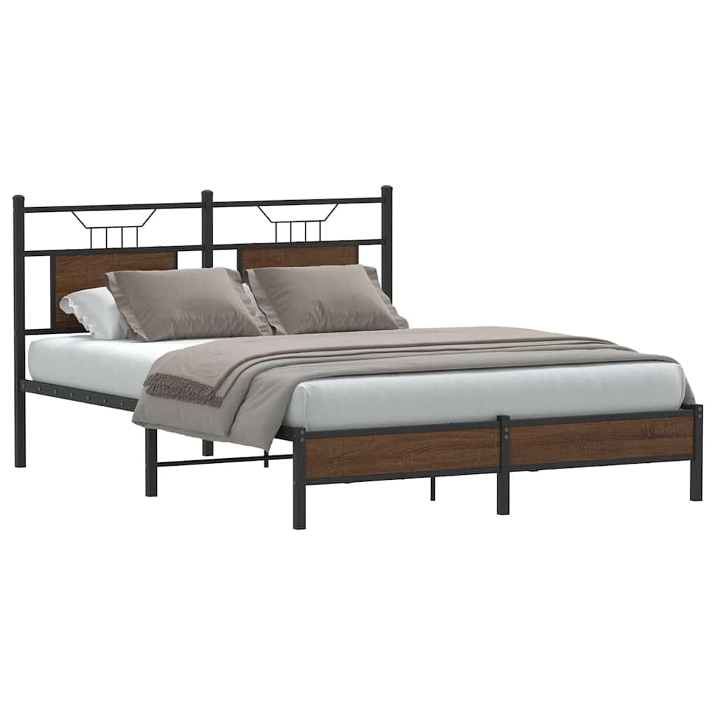 vidaXL Łóżko bez materaca, brązowy dąb, 137x190 cm