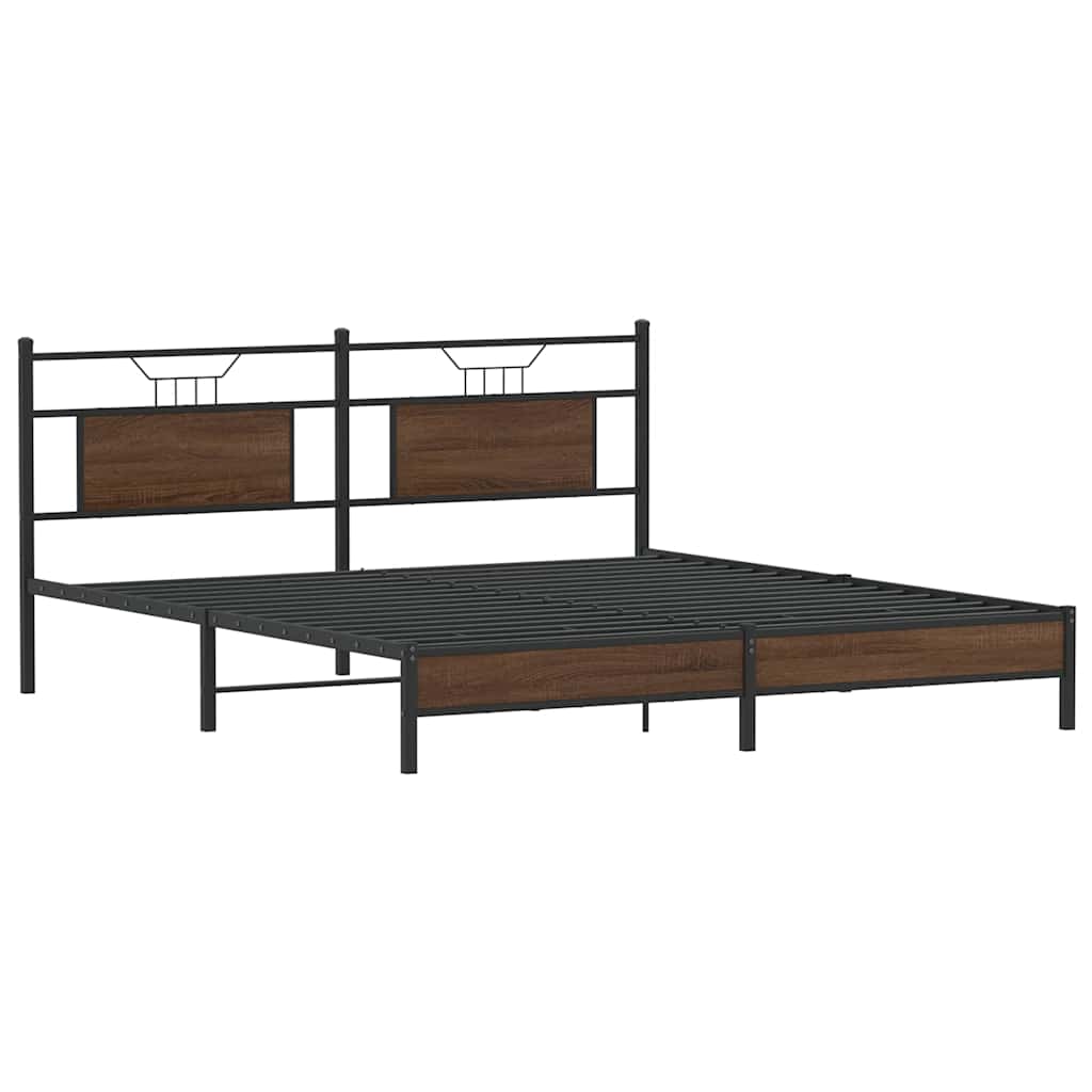 vidaXL Rama łóżka bez materaca Brązowy dąb 183x213 cm Drewno klejone