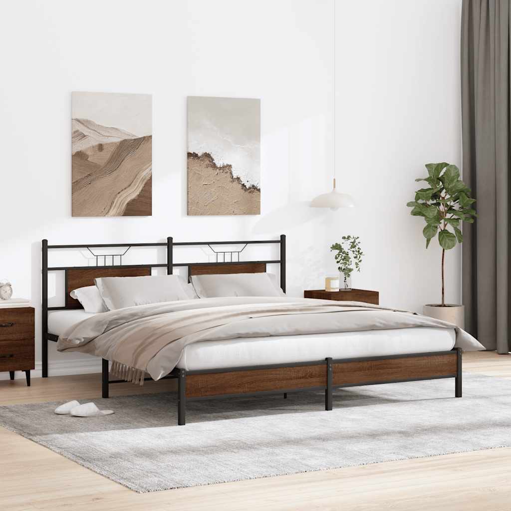vidaXL Rama łóżka bez materaca Brązowy dąb 183x213 cm Drewno klejone