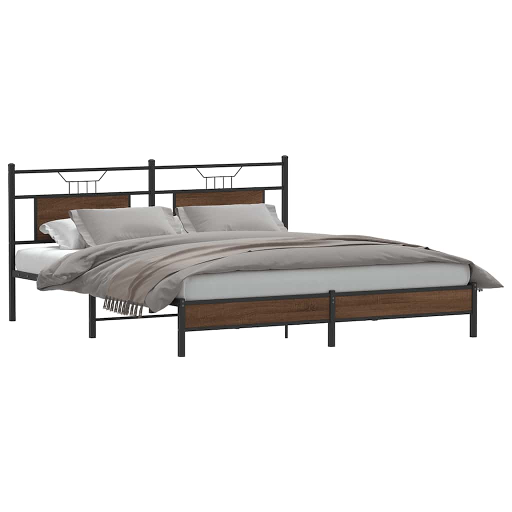 vidaXL Rama łóżka bez materaca Brązowy dąb 183x213 cm Drewno klejone