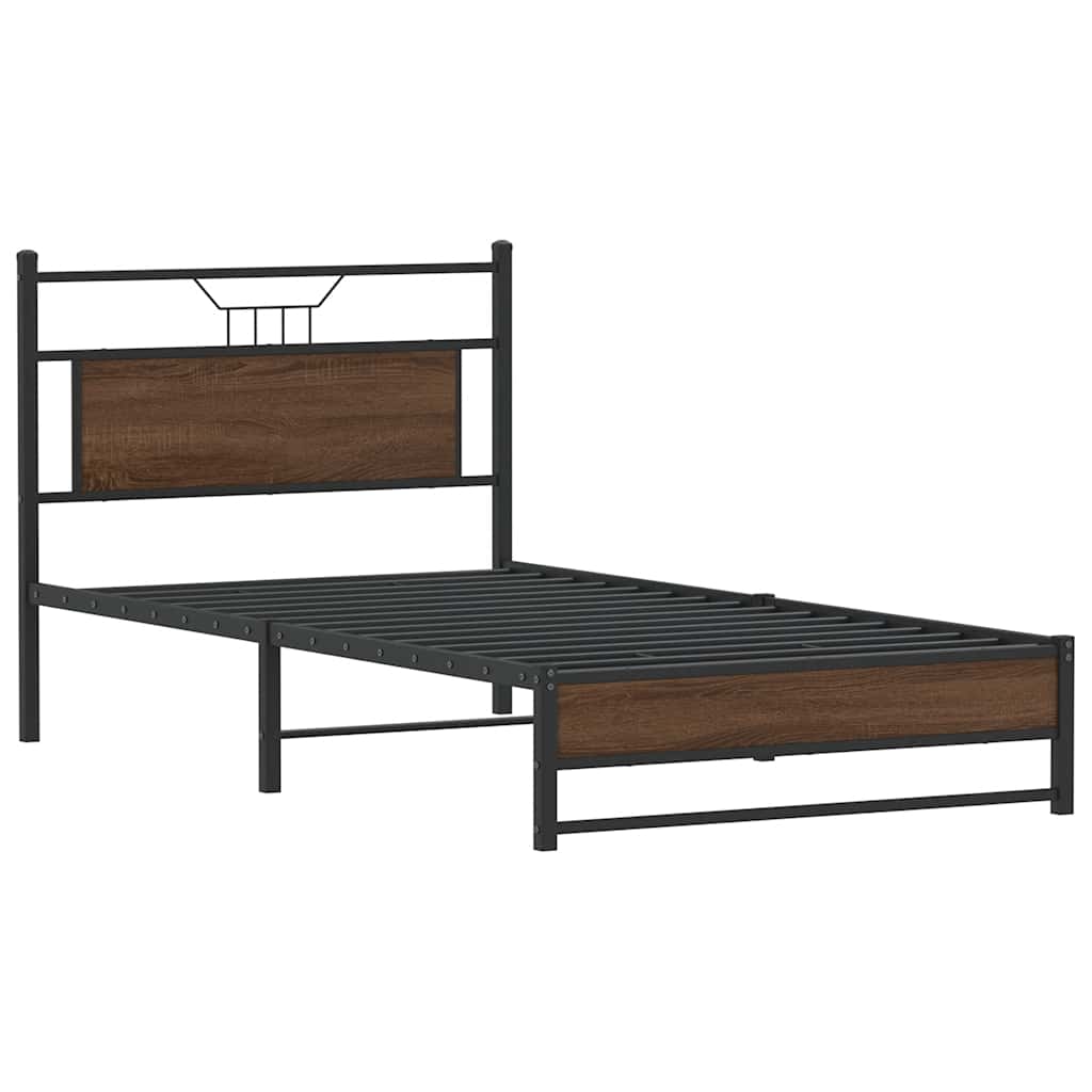 vidaXL Rama łóżka bez materaca Brązowy dąb 107x203 cm Drewno klejone