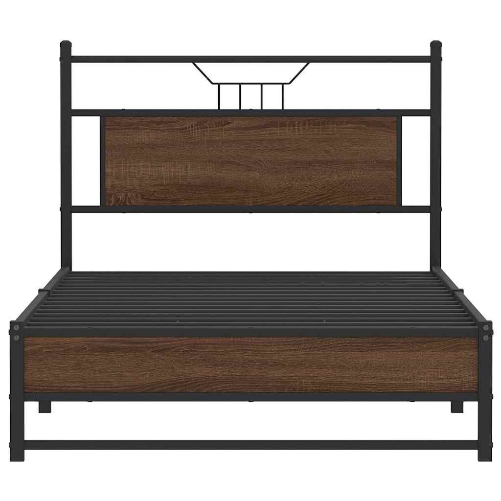 vidaXL Rama łóżka bez materaca Brązowy dąb 107x203 cm Drewno klejone