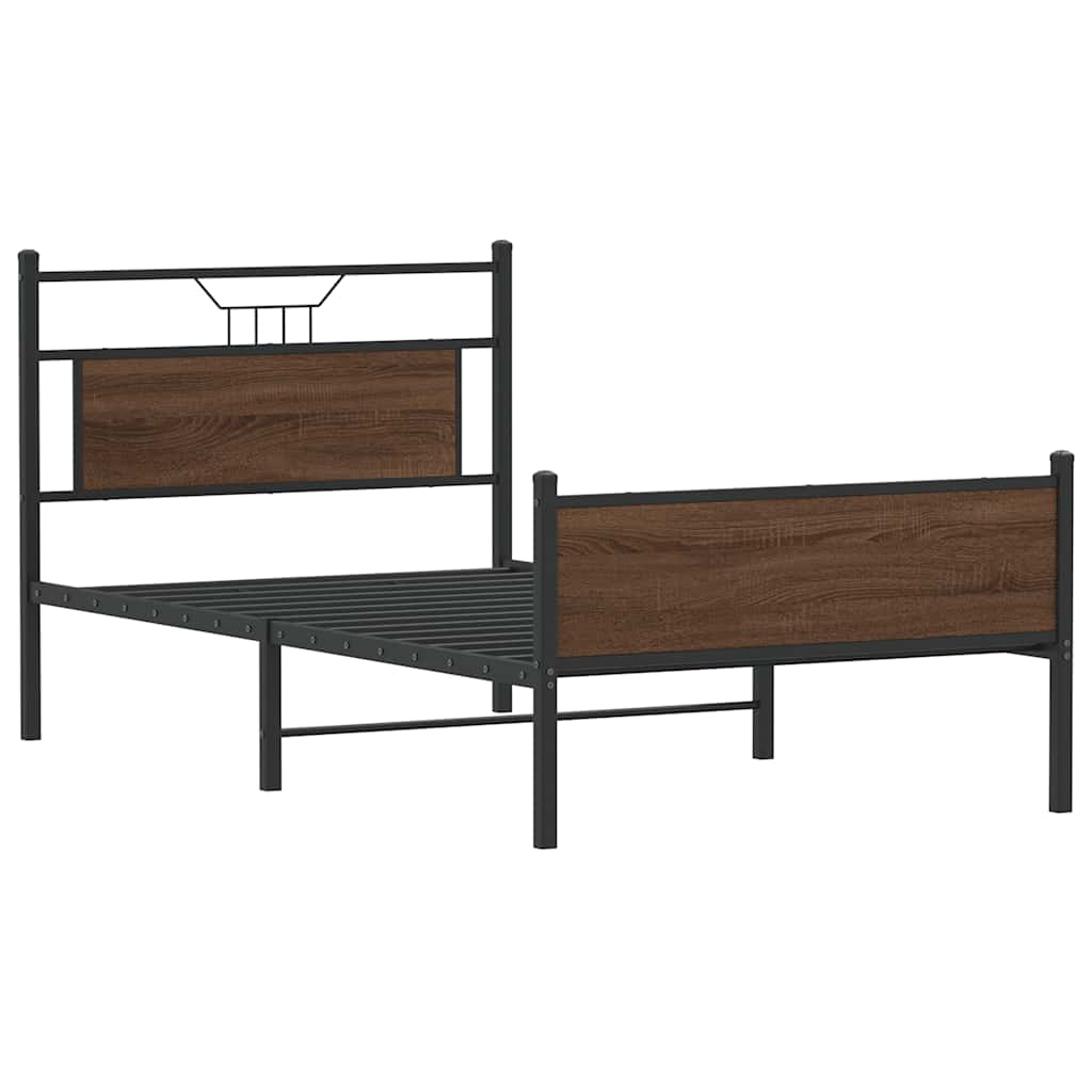vidaXL Rama łóżka bez materaca Brązowy dąb 107x203 cm Drewno klejone