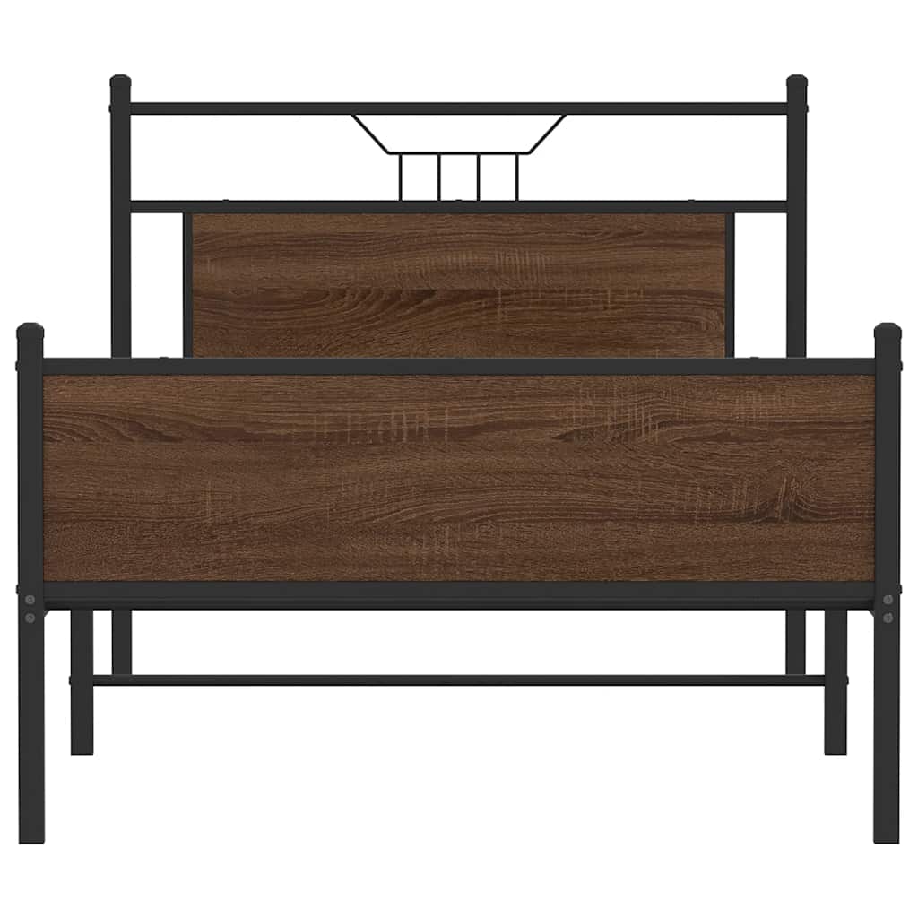 vidaXL Rama łóżka bez materaca Brązowy dąb 107x203 cm Drewno klejone