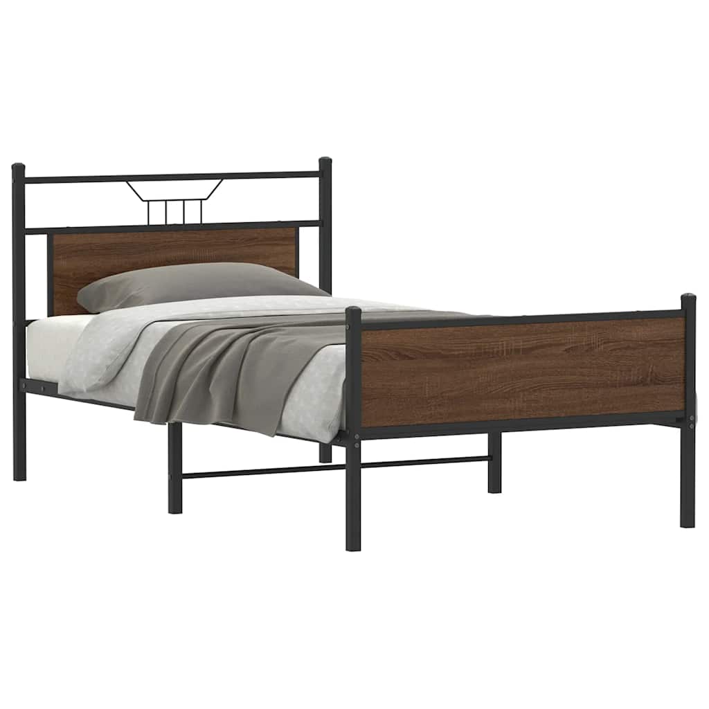 vidaXL Rama łóżka bez materaca Brązowy dąb 107x203 cm Drewno klejone
