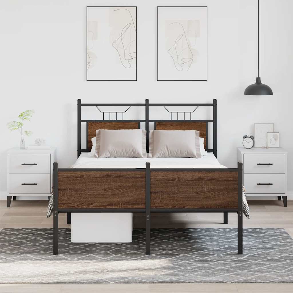 vidaXL Łóżko bez materaca, brązowy dąb, 120x200 cm