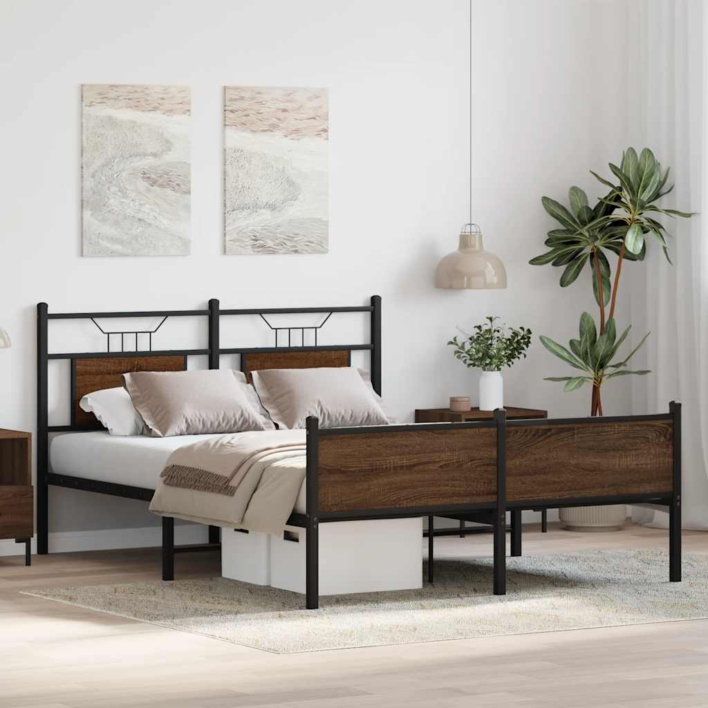 vidaXL Łóżko bez materaca, brązowy dąb, 140x200 cm