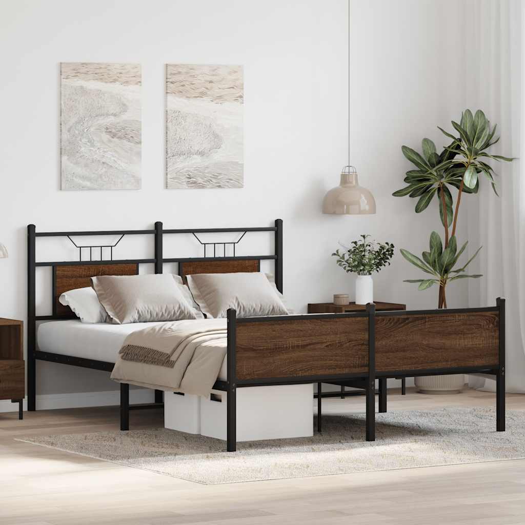 vidaXL Łóżko bez materaca, brązowy dąb, 150x200 cm