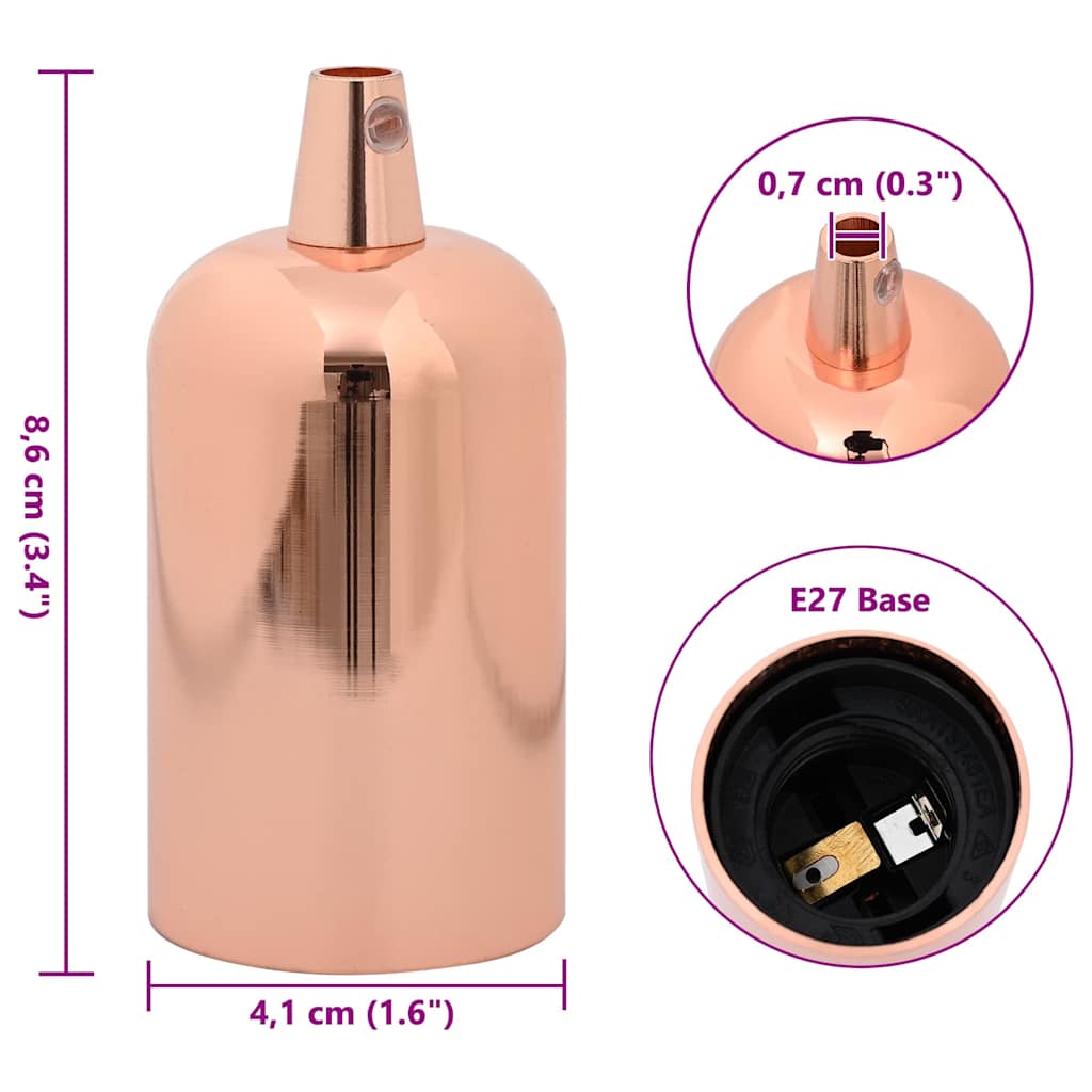 vidaXL Oprawki do lamp 2 szt. Różowe złoto E27