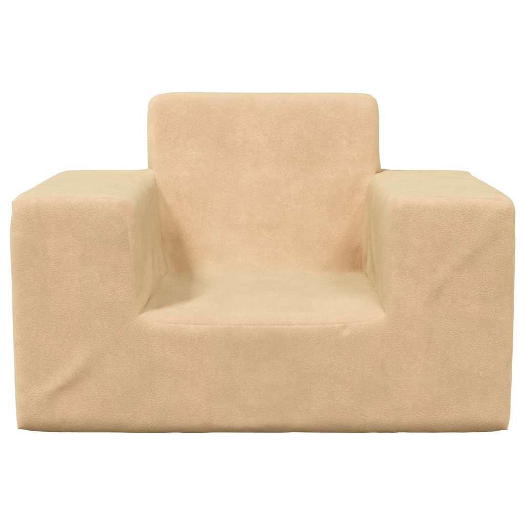 vidaXL Sofa dziecięca, kremowa, miękki plusz