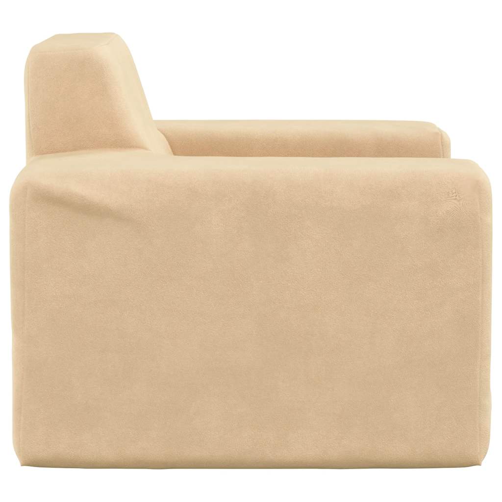 vidaXL Sofa dziecięca, kremowa, miękki plusz