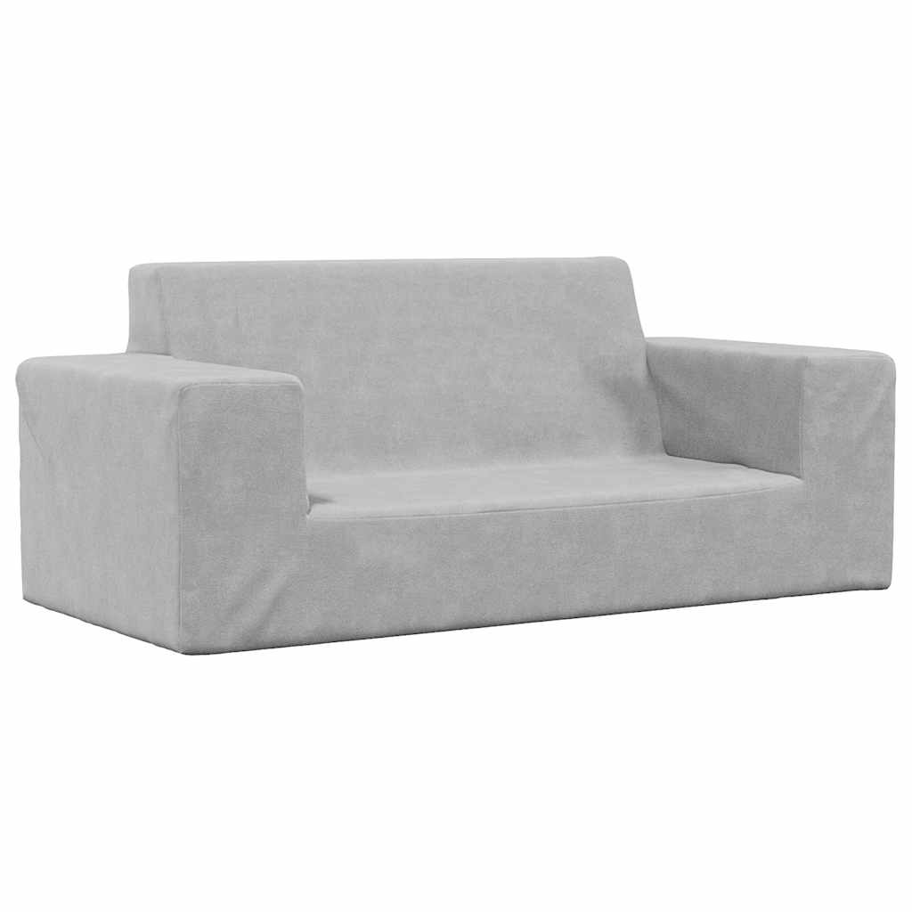 vidaXL 2-os. sofa dla dzieci, jasnoszara, miękki plusz