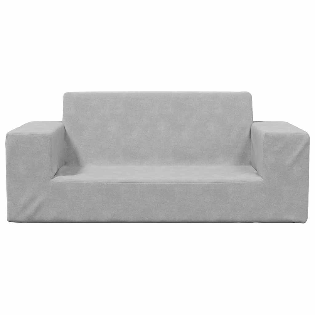 vidaXL 2-os. sofa dla dzieci, jasnoszara, miękki plusz