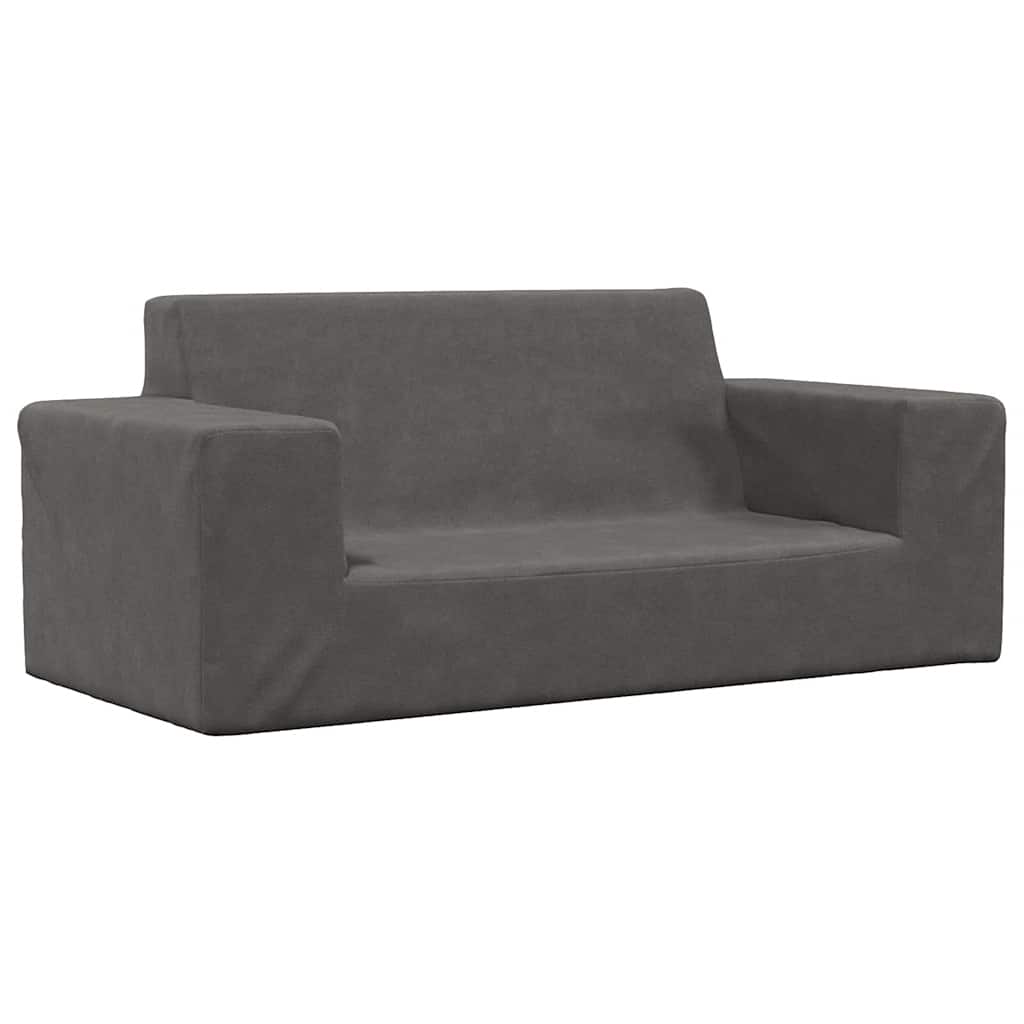 vidaXL 2-os. sofa dla dzieci, antracytowa, miękki plusz