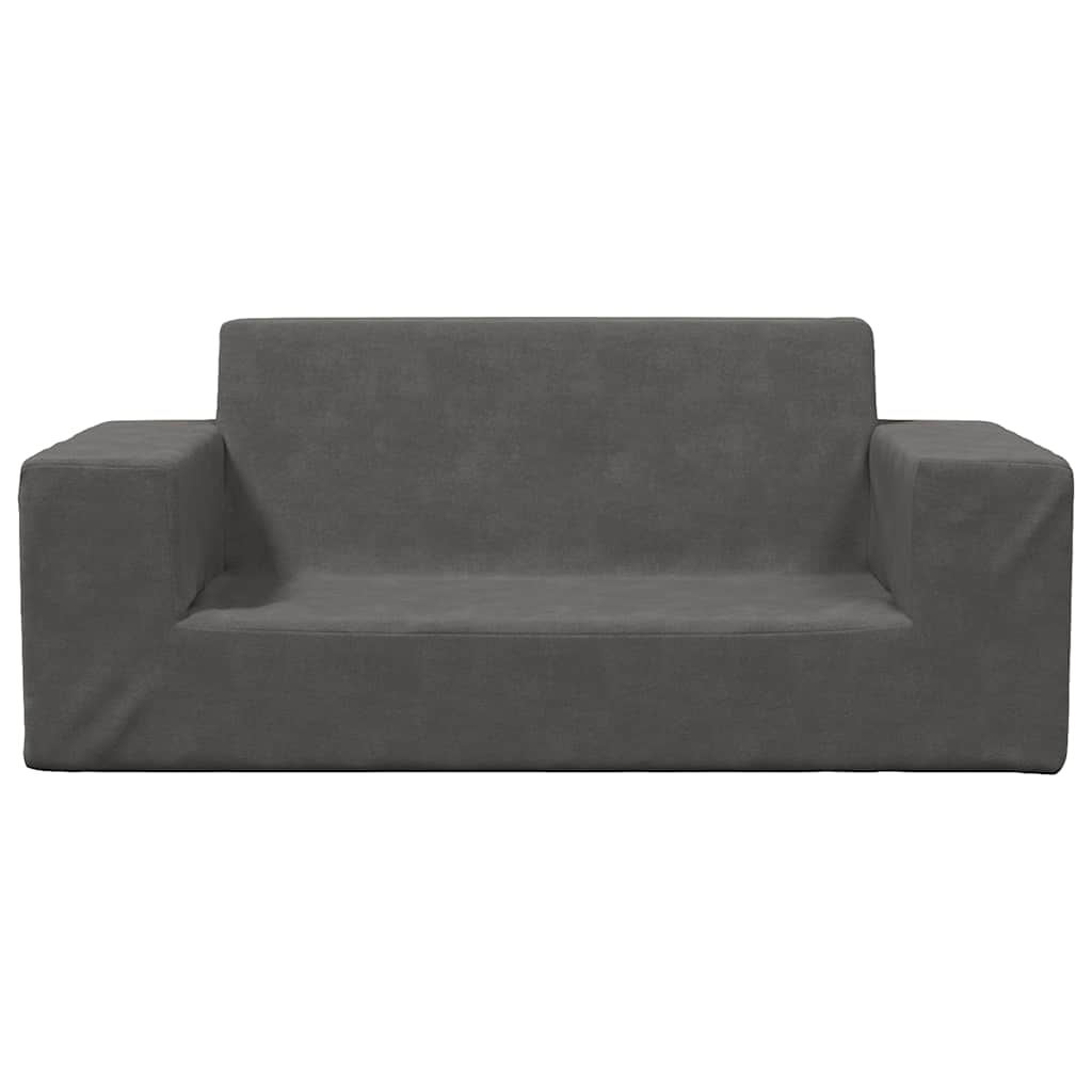 vidaXL 2-os. sofa dla dzieci, antracytowa, miękki plusz