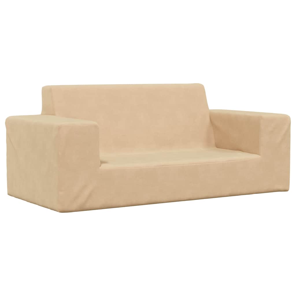 vidaXL 2-os. sofa dla dzieci, kremowa, miękki plusz