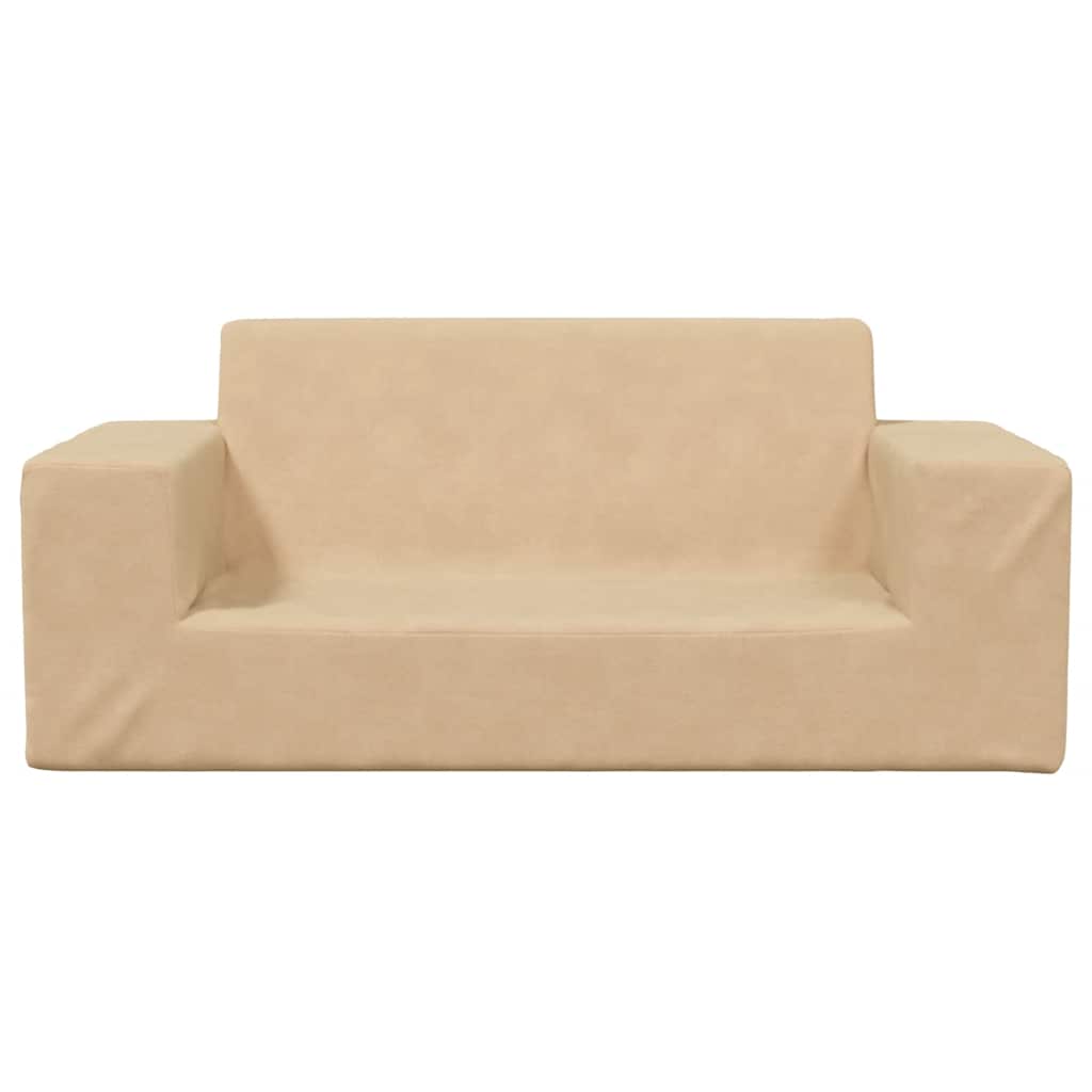 vidaXL 2-os. sofa dla dzieci, kremowa, miękki plusz