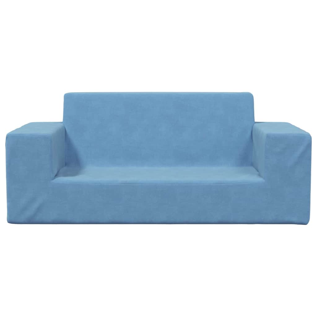 vidaXL 2-os. sofa dla dzieci, niebieska, miękki plusz