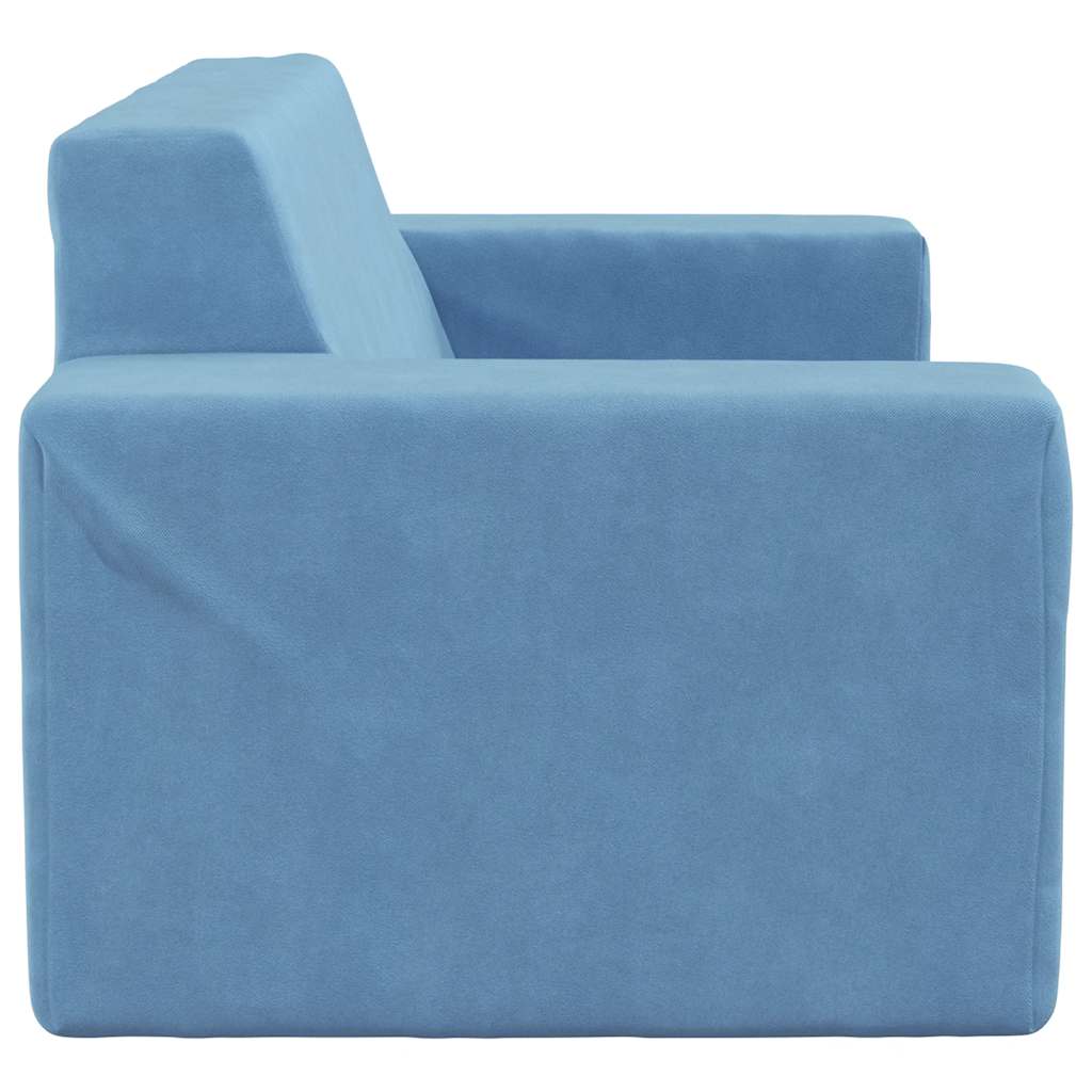 vidaXL 2-os. sofa dla dzieci, niebieska, miękki plusz